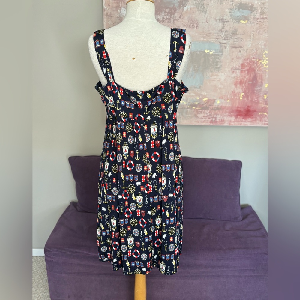 Bianca Nygard Nautical Print Mid Length‎ Summer Dress With Size 16 - Picture 11 of 13